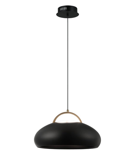 Kupol Interior LED Tri-CCT Dome with Brass Highlight Pendant Light - Black