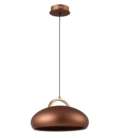 Kupol Interior LED Tri-CCT Dome with Brass Highlight Pendant Light - Coffee