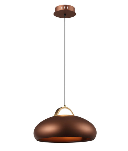 Kupol Interior LED Tri-CCT Dome with Brass Highlight Pendant Light - Coffee