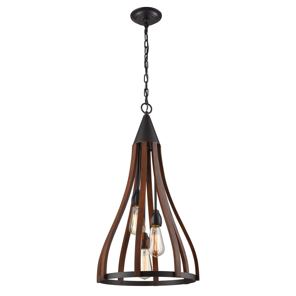 Modern Timber 3 Light Pendant Dark Red