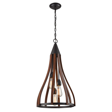 Modern Timber 3 Light Pendant Dark Red