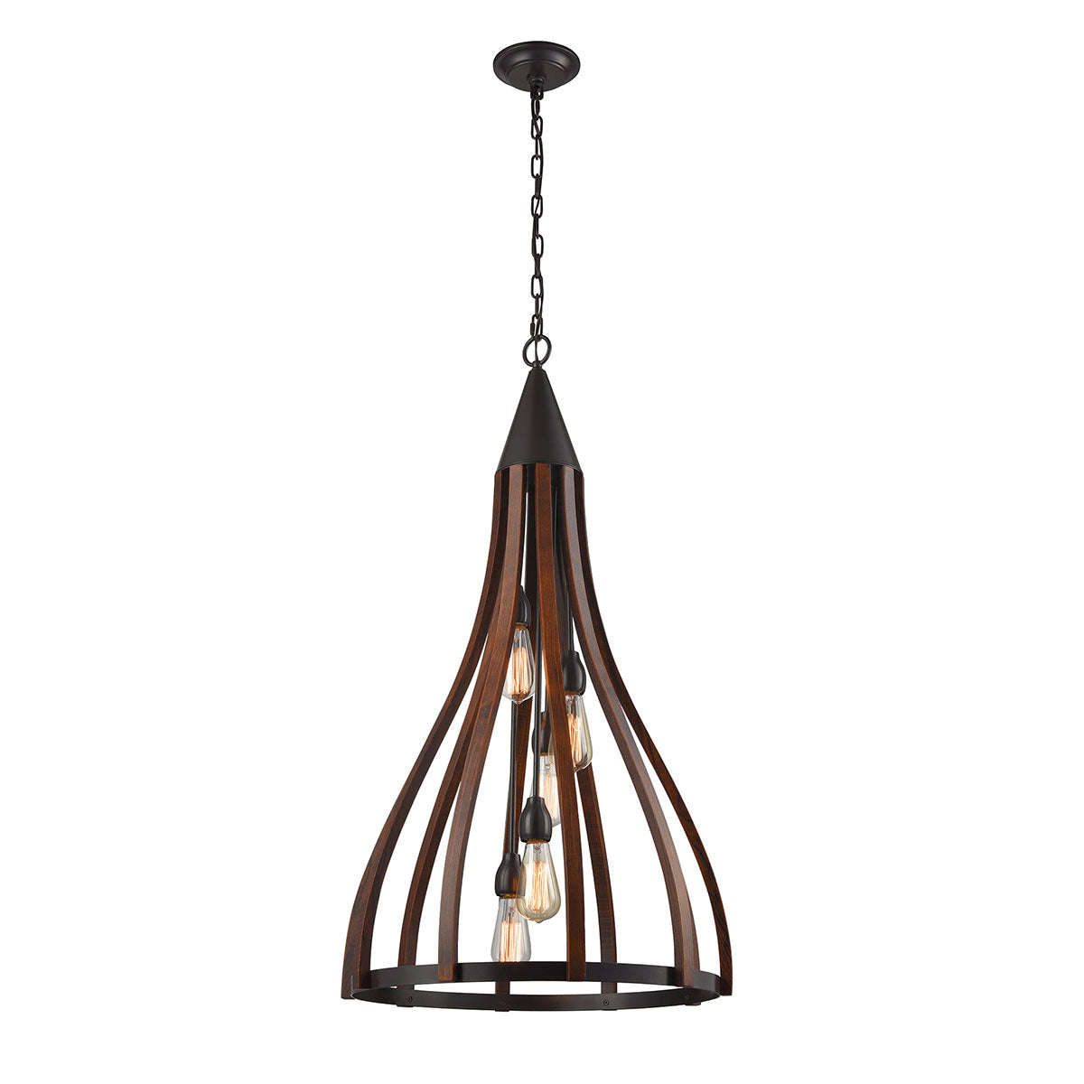 Modern Timber 5 Light Pendant Dark Red