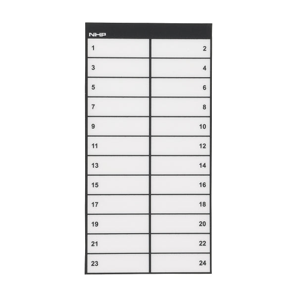 NHP Concept Panelboard Accessory Label Escutcheon Legend 1 to 24 suits DinT***EMAIL/TEXT FOR PRICING***
