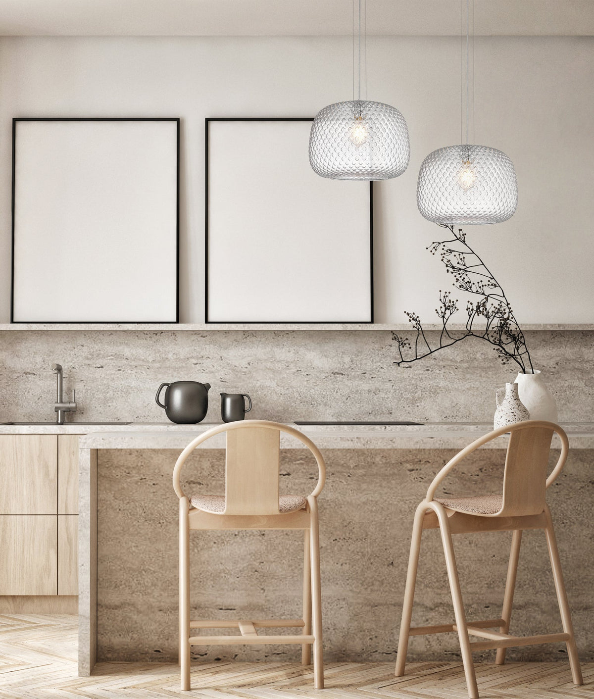 Labu Interior Dome Glass with Segments Pendant Light - Clear