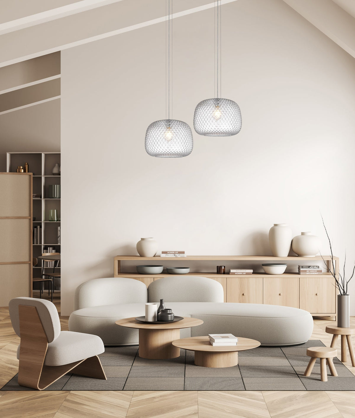Labu Interior Dome Glass with Segments Pendant Light - Clear