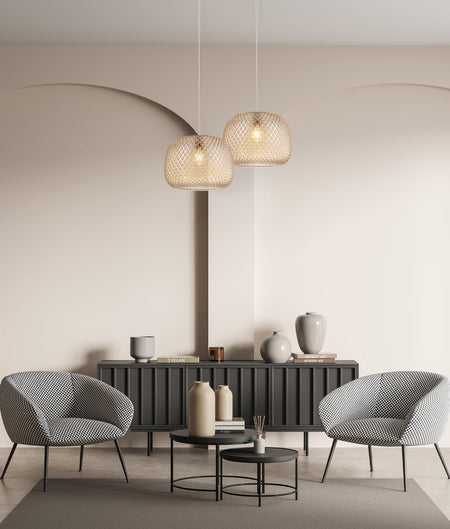 Labu Interior Dome Glass with Segments Pendant Light - Amber