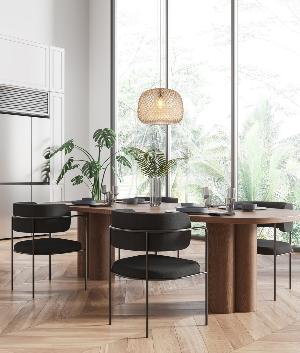 Labu Interior Dome Glass with Segments Pendant Light - Amber