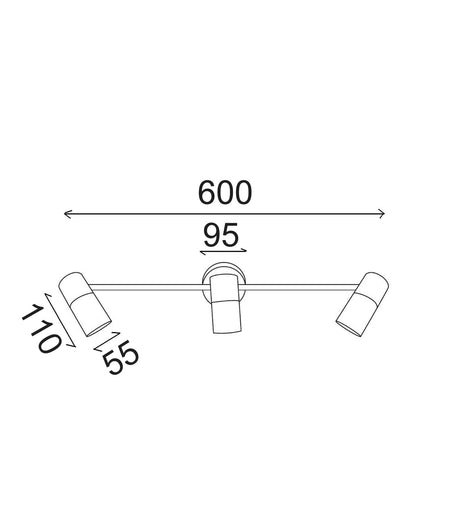 Lengan Interior Three Head Adjustable Round Base Spot Light - Black