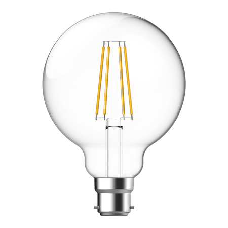 Filament Clear G95 7.5W B22 Dimmable LED Globe / White