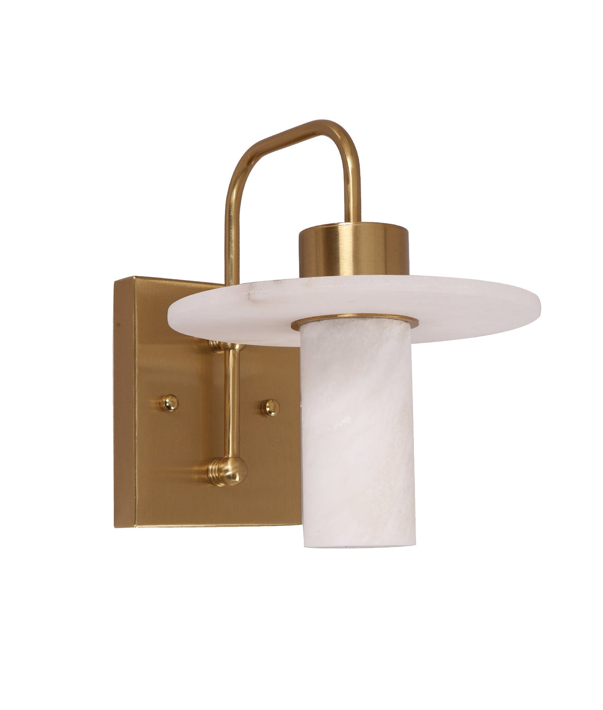 Lucerna Interior Cylinder Round Hat Alabaster Shade Brass Highlight Wall Light