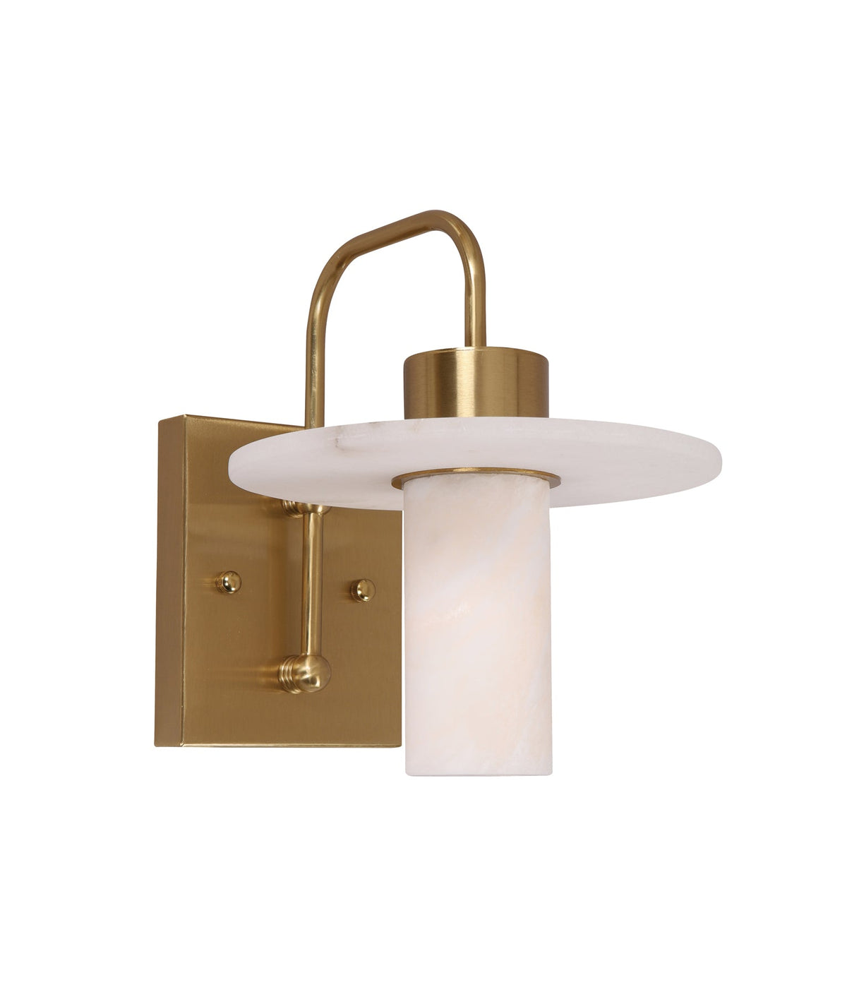 Lucerna Interior Cylinder Round Hat Alabaster Shade Brass Highlight Wall Light