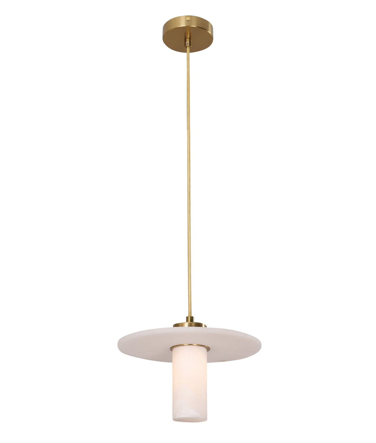 Lucerna Interior Cylinder Round Hat Alabaster Shade Brass Highlight Pendant Light