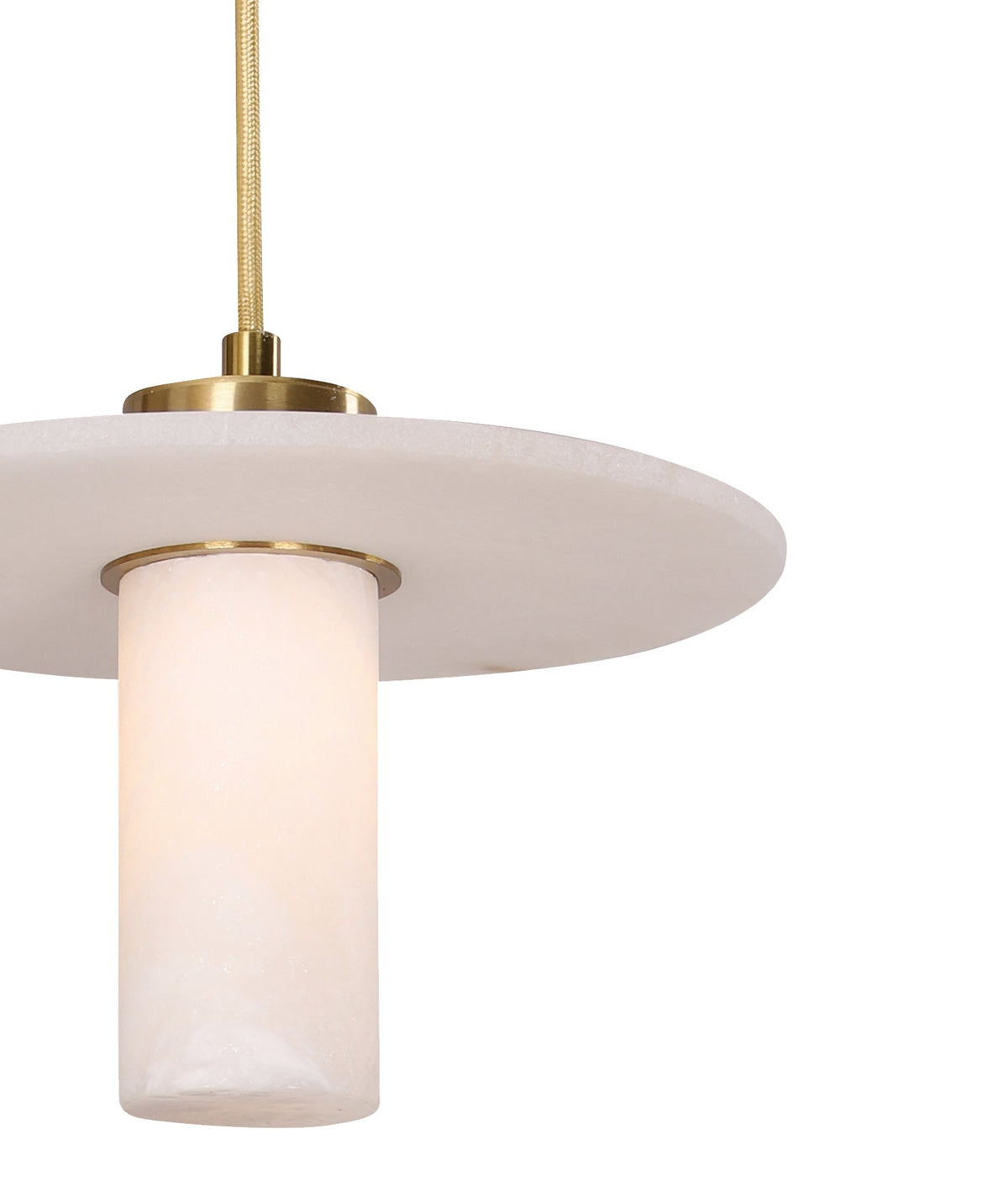 Lucerna Interior Cylinder Round Hat Alabaster Shade Brass Highlight Pendant Light