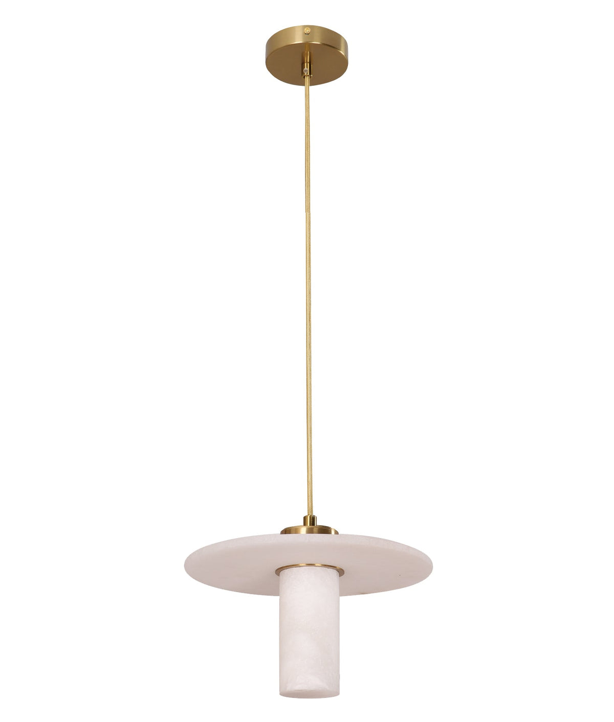 Lucerna Interior Cylinder Round Hat Alabaster Shade Brass Highlight Pendant Light