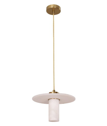 Lucerna Interior Cylinder Round Hat Alabaster Shade Brass Highlight Pendant Light
