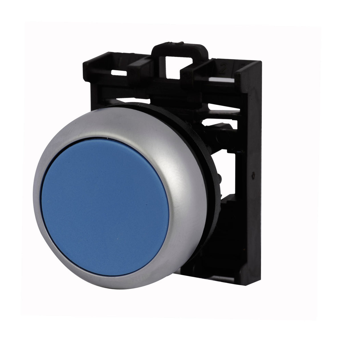 Flush Push button head Spring Return BLUE - left view