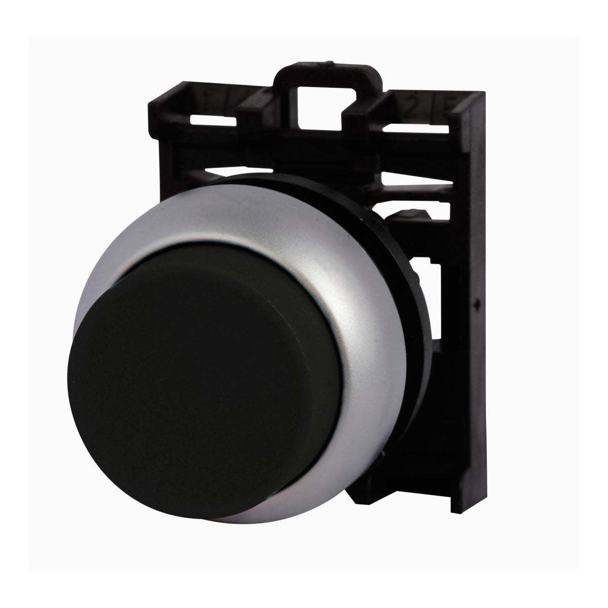 Raised Push Button Spring Return Black - left view
