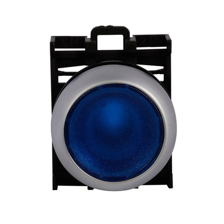 22mm stay put illuminated P/B head - blue (representative image)