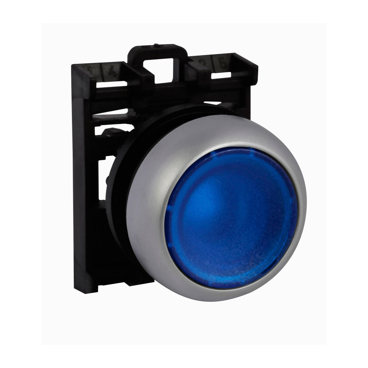 Flush Illuminated Push Button Spring Return Blue - right view