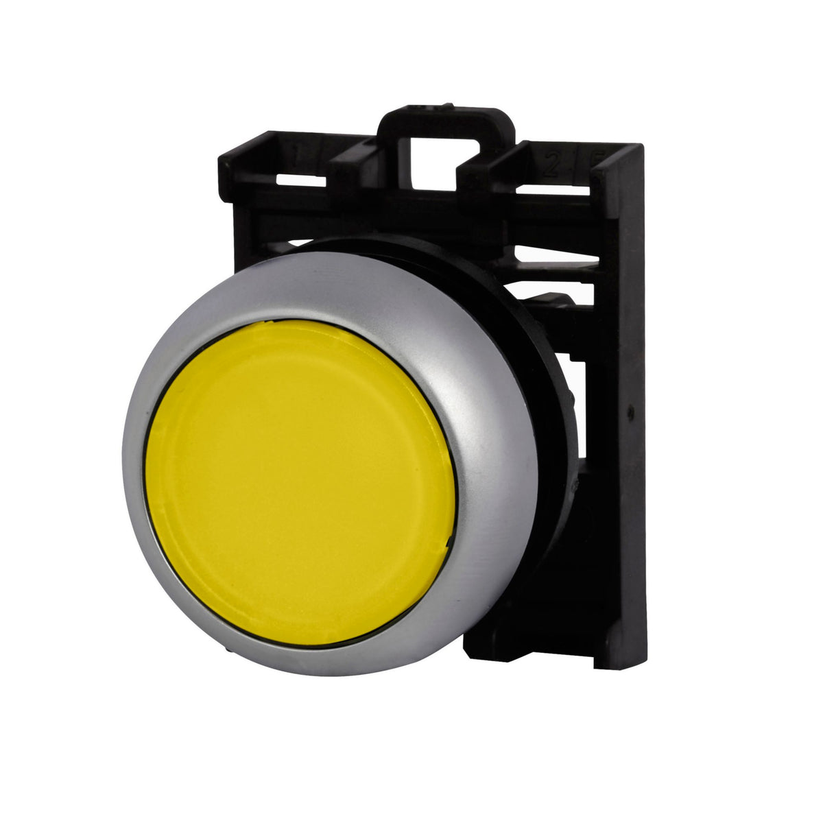 Flush Illuminated Push Button Spring Return Yellow - left view