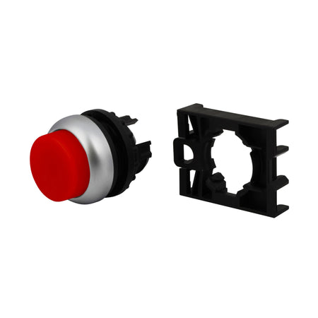 Raised Illuminated Push Button Spring Return Red - left view