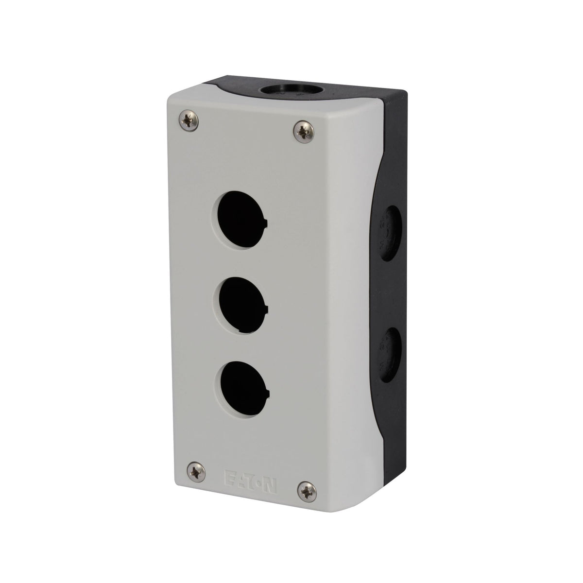 3 hole enclosure to suit M22 pushbuttons (representative image) - left view