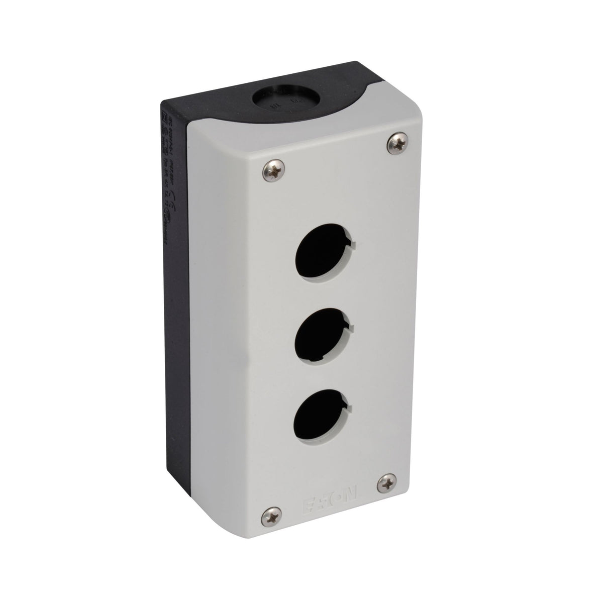 3 hole enclosure to suit M22 pushbuttons (representative image) - right view