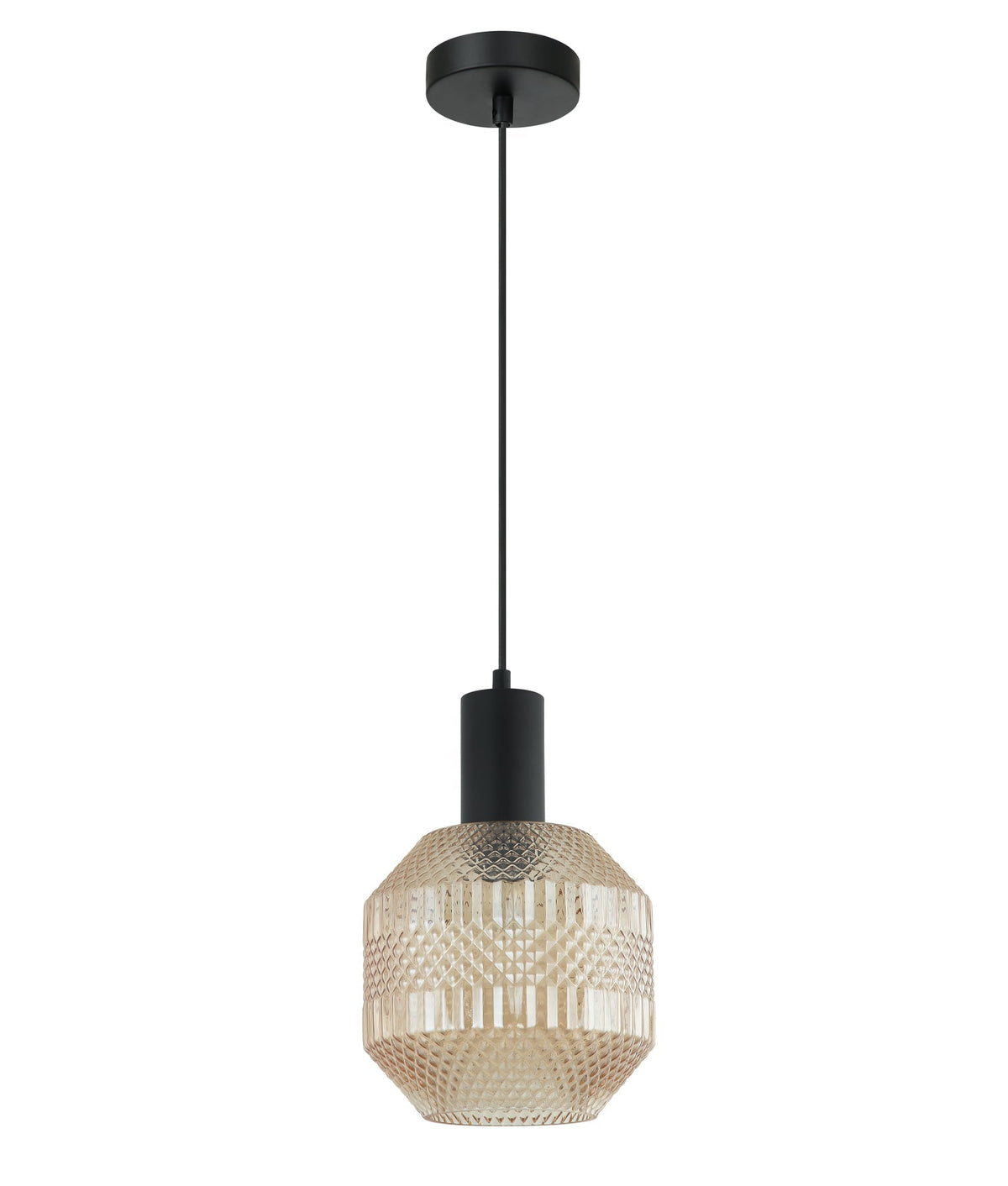 Maraca Interior Glass Jar With Quadrilateral Segment Pendant Light - Amber