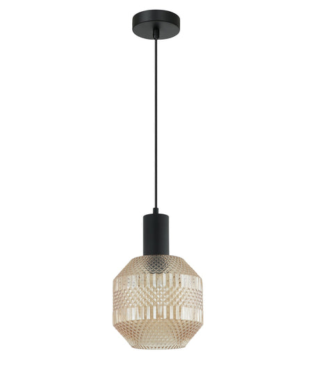Maraca Interior Glass Jar With Quadrilateral Segment Pendant Light - Amber