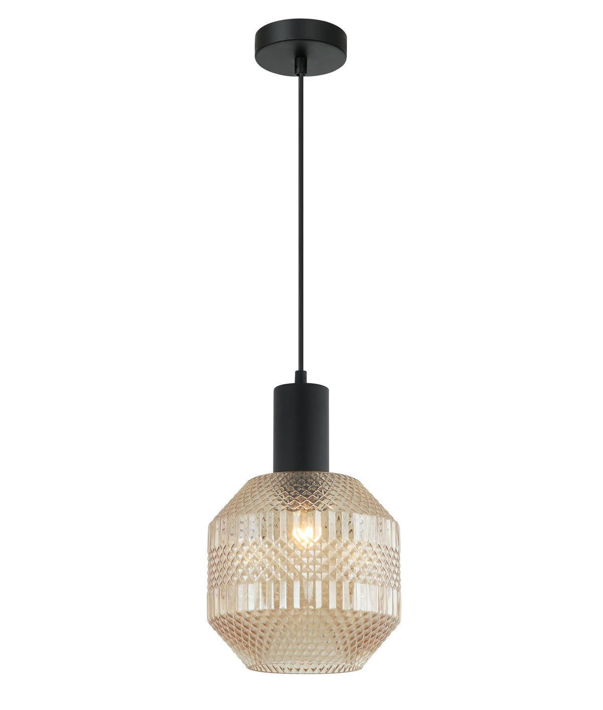 Maraca Interior Glass Jar With Quadrilateral Segment Pendant Light - Amber