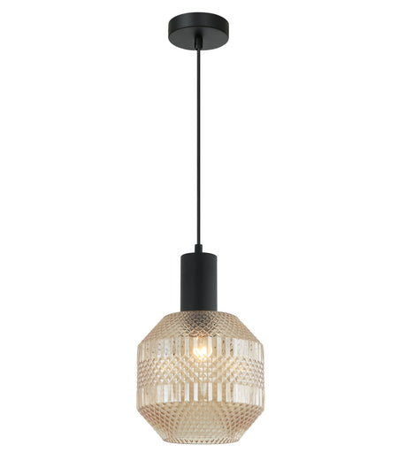 Maraca Interior Glass Jar With Quadrilateral Segment Pendant Light - Amber