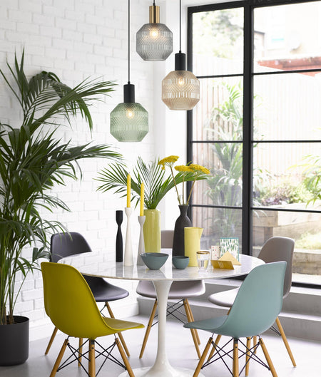 Maraca Interior Glass Jar With Quadrilateral Segment Pendant Light - Amber