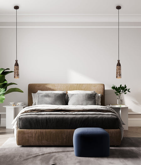 Marmol Interior Marble Cylinder Pendant Light - Brown Marble