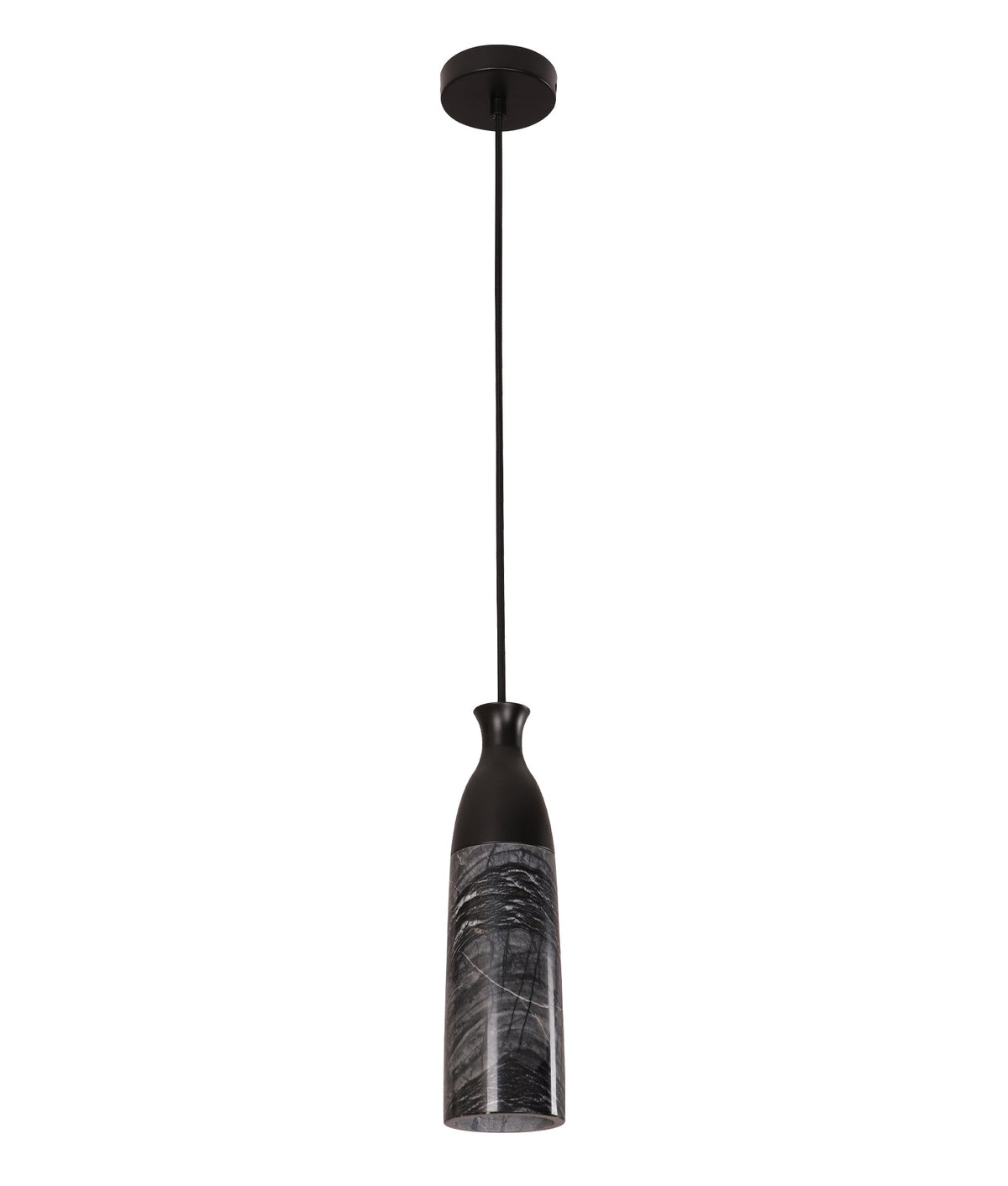 Marmol Interior Marble Cylinder Pendant Light - Grey Marble