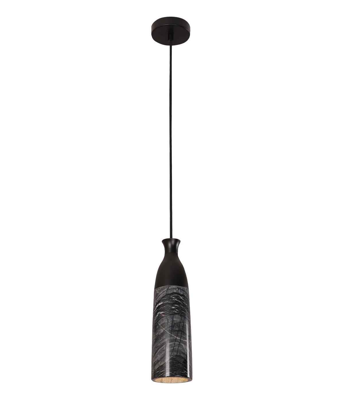 Marmol Interior Marble Cylinder Pendant Light - Grey Marble