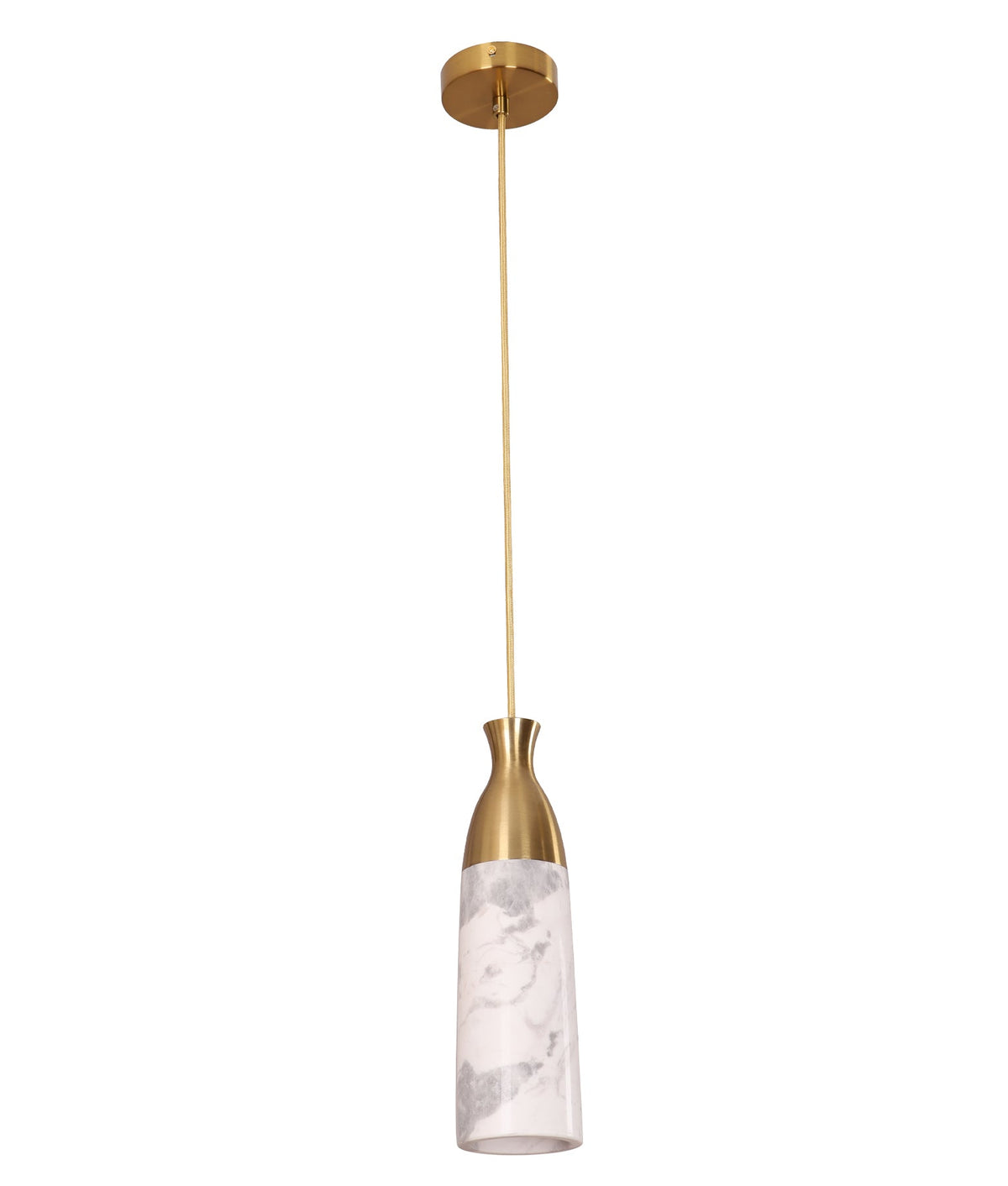 Marmol Interior Marble Cylinder Pendant Light - White Marble