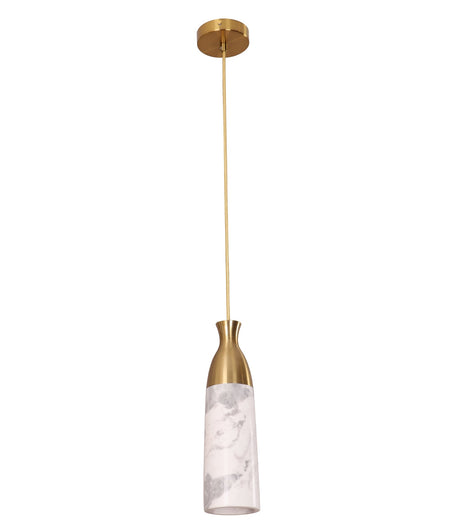 Marmol Interior Marble Cylinder Pendant Light - White Marble
