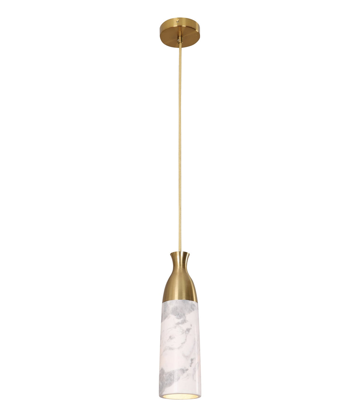 Marmol Interior Marble Cylinder Pendant Light - White Marble