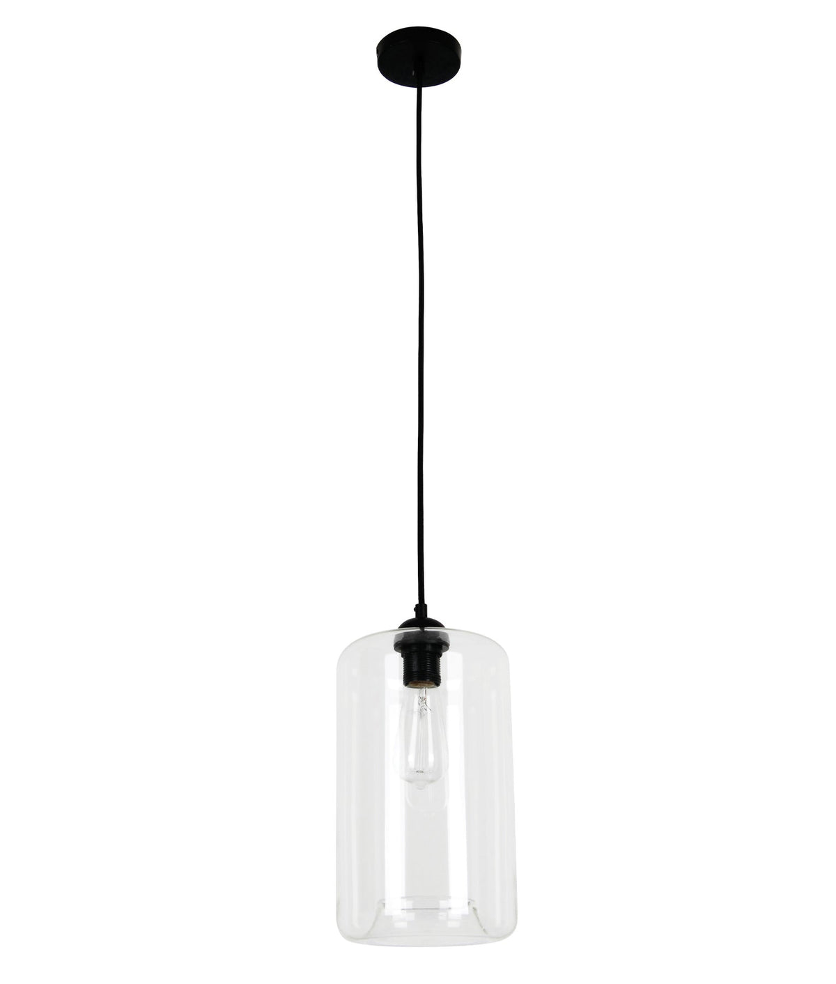 Mason Modern Retro Oblong Glass Pendant Light - Clear