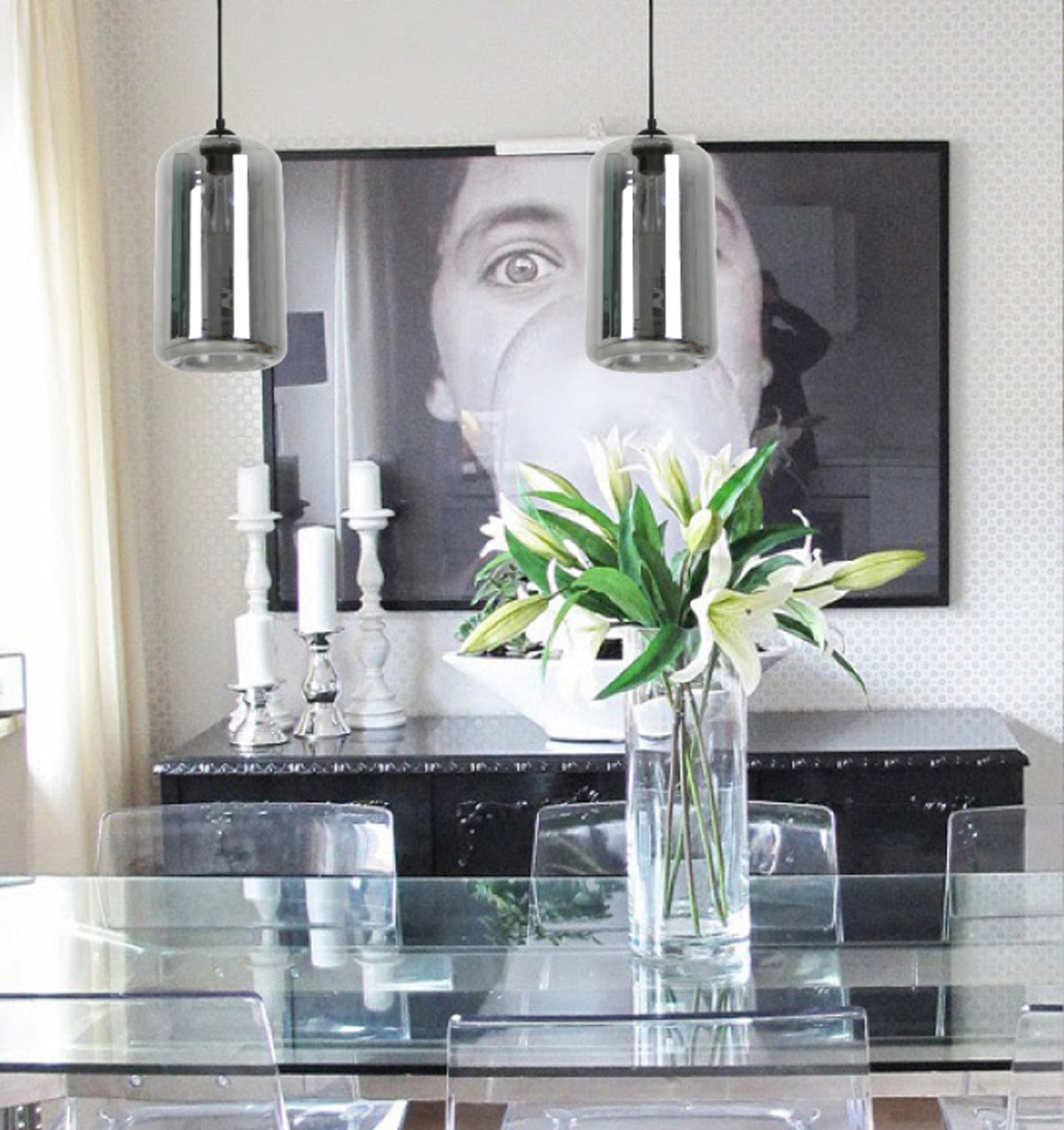 Mason Modern Retro Oblong Glass Pendant Light - Clear