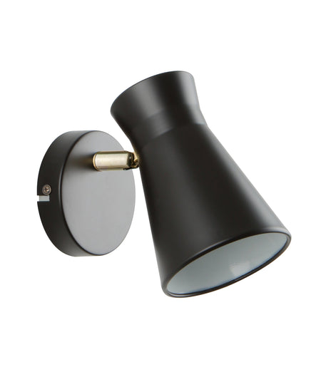 Mecto Interior Cone Iron Adjustable Shade Antique Brass Highlight Wall Light - Matte Black