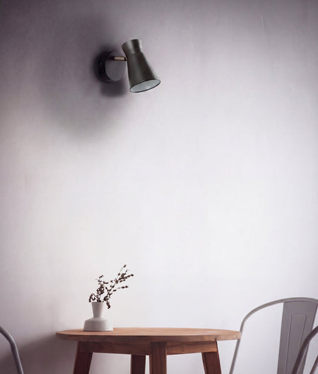 Mecto Interior Cone Iron Adjustable Shade Antique Brass Highlight Wall Light - Matte Black