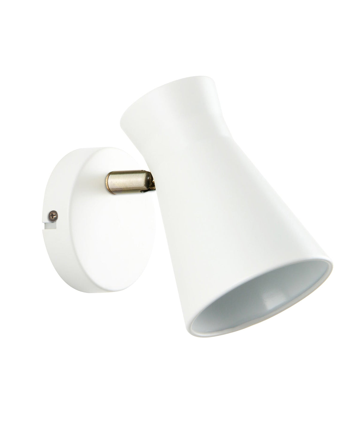 Mecto Interior Cone Iron Adjustable Shade Antique Brass Highlight Wall Light - Matte White