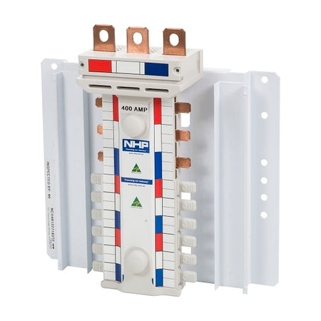 NHP POWERMAX DIN T NCH Busbar Chassis 400A Hybrid 6 Way 27mm 24 Way 18mm 3Pole Top Feed