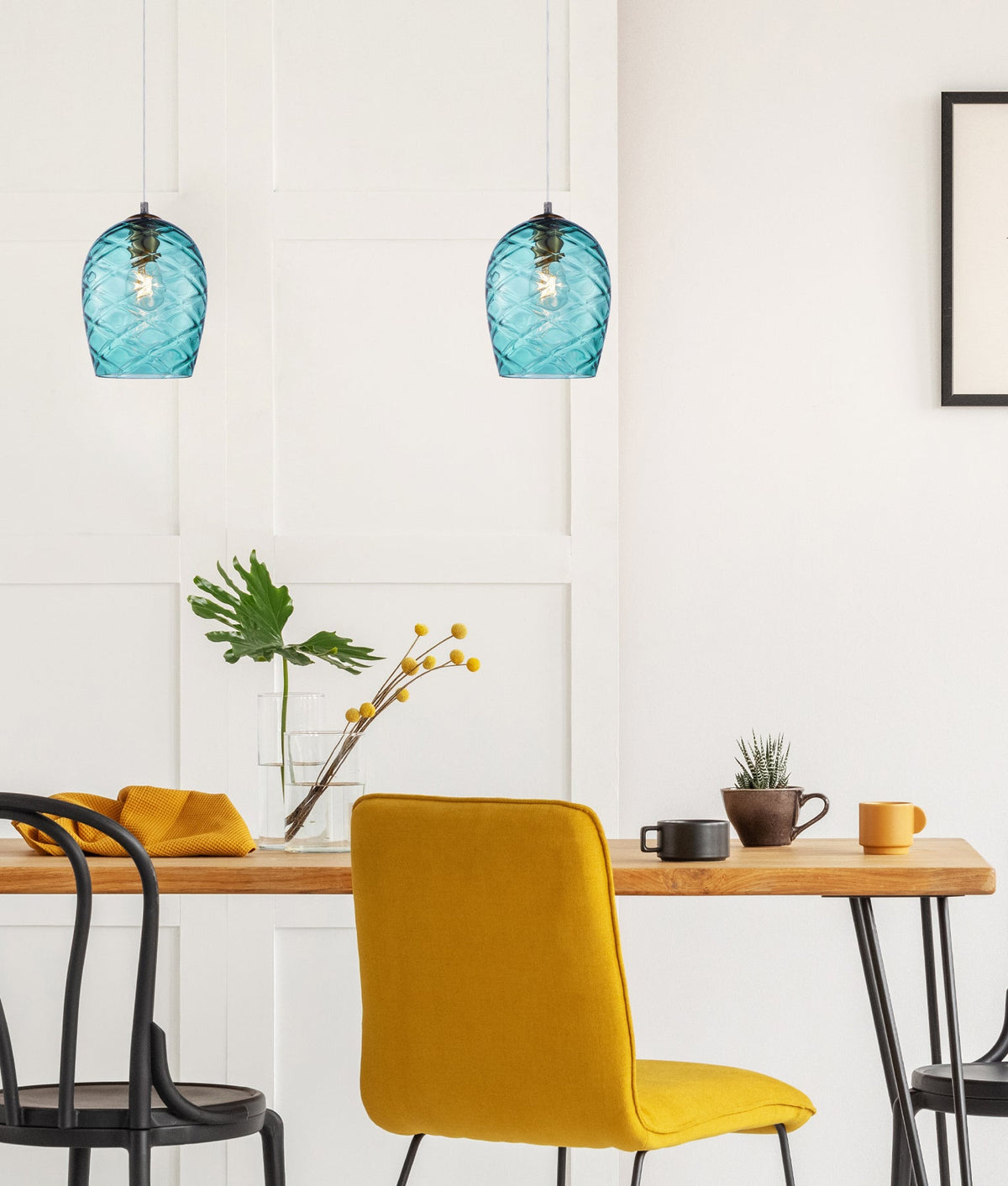 Neta Interior Wine Glass Shade Segmented Pendant Light - Blue