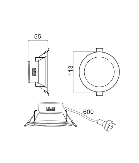 NOVADLUX01A LED Dimmable Tri-CCT with Changeable Faceplate(via clip) Recessed Downlight - Faceplate(Matte Black)