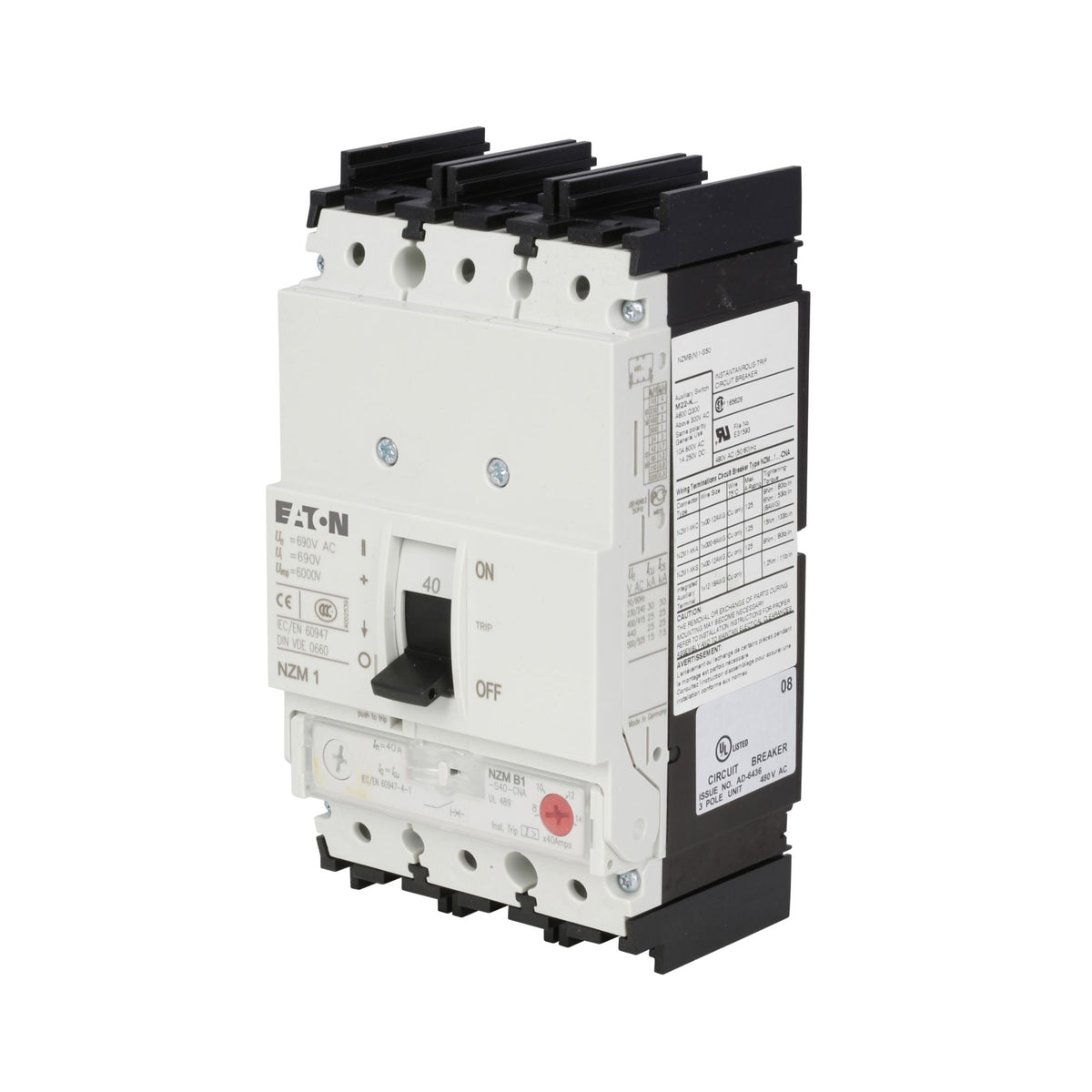 MCCB 32-40A 25kA For Cable Protection (representative image) - left view