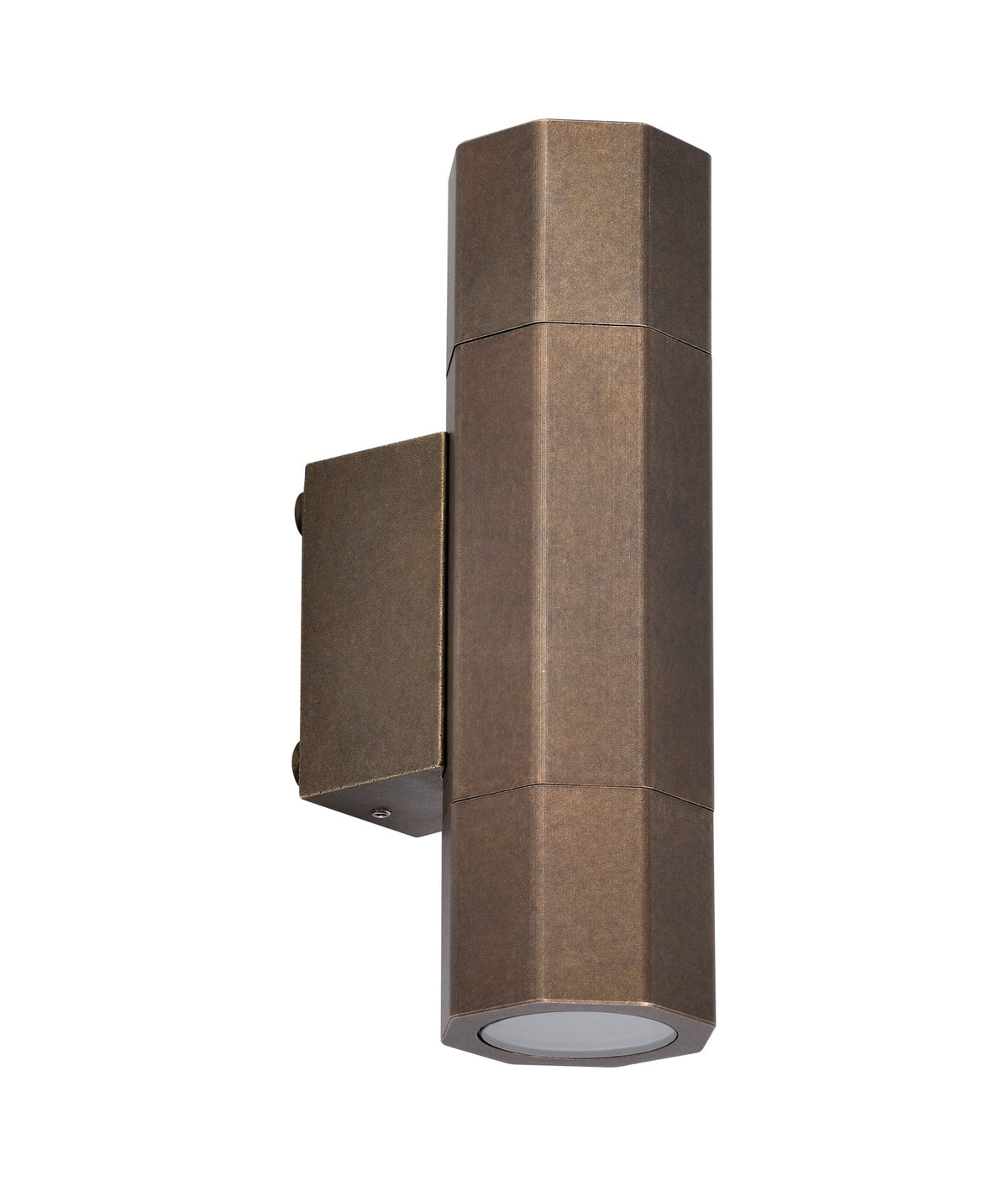 Octo GU10 Exterior Octagonal Up/Down Pillar Light IP65 - Aged Brass
