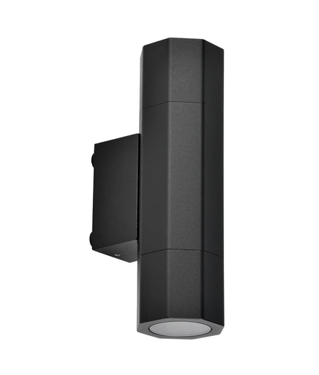 Octo GU10 Exterior Octagonal Up/Down Pillar Light IP65 - Black