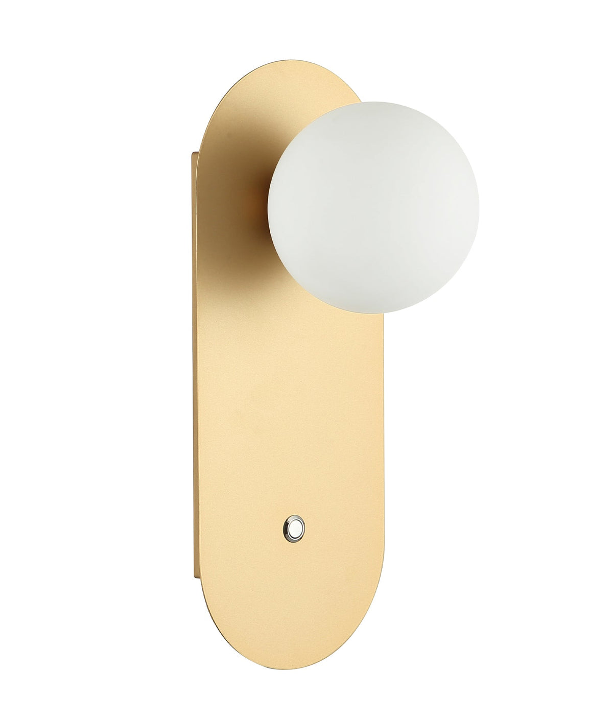 Ovalis Interior Round Opal Diffuser Oblong Base with Switch Wall Light - Gold
